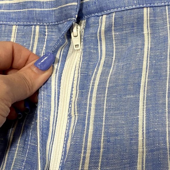 Anthropologie Ett:Twa Striped Linen Wide‎ Leg Pants Blue and White NWOT Size 4 - Picture 8 of 12